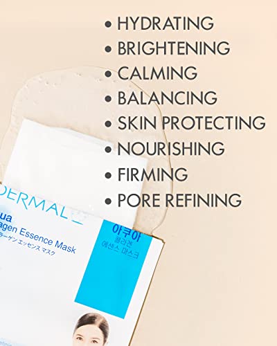 DERMAL 16 Combo Pack A Collagen Essence Korean Face Mask - Hydrating & Soothing Facial Mask with Panthenol - Hypoallergenic Self Care Sheet Mask for All Skin Types - Natural Home Spa Treatment Masks